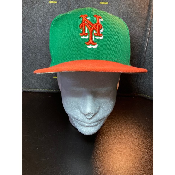 New Era Other - New Era New York Mets 59FIFTY Fitted Hat Green Orange 50th Anniversary 7 3/8